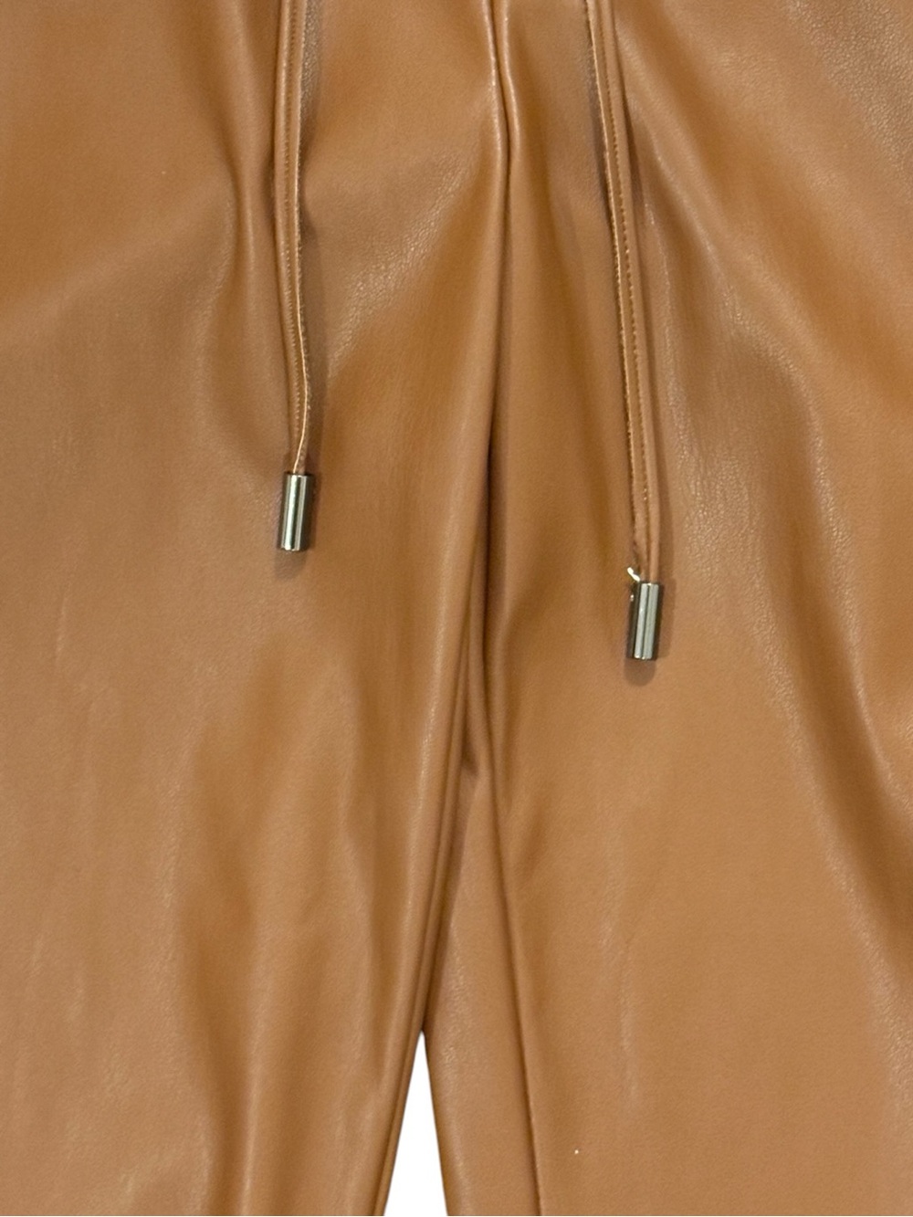 Banana Republic Petite S Faux Leather Jogger Pants Cognac Brown Vegan Leather - Picture 3 of 6